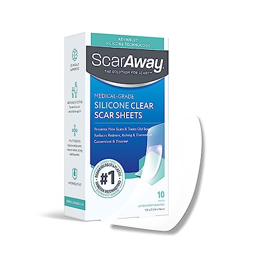 ScarAway Clear Silicone Scar Sheets, White, 10 Count