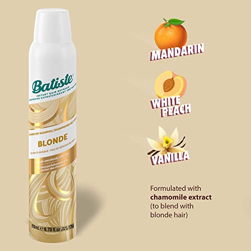 Batiste Blonde Dry Shampoo, For Blonde Hair, Refresh Hair and Absorb Oil Between Washes, Waterless Shampoo for Added Hair Texture and Body, 200-ml