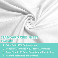 American Baby Company 2 Pack 100% Cotton Value Jersey Knit Fitted Crib Sheet for Standard Crib and Toddler Mattresses, White, for Boys and Girls