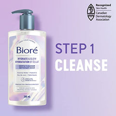 Bioré Hydrate & Glow Gentle Cleanser, Hydrating Face Wash for Dry, Sensitive Skin, infused with Prebiotics and Coconut Water | Dermatologist Tested, Cruelty Free, Fragrance Free and SLS/SLES Sulfate Free (200mL)