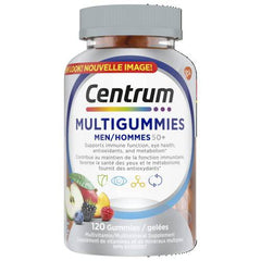 Centrum Men 50 Plus MultiGummies, Multivitamins/Minerals Gummies for Men 50+, Cherry, Berry, and Apple Flavours, 120 Count