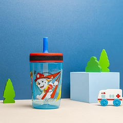 Zak Designs Paw Patrol Chase & Marshall Kelso Tumbler Set, Leak-Proof Screw-On Lid with Straw, BPA-Free, Made of Durable Plastic and Silicone, Perfect Bundle for Kids (15 oz, 2pc Set)