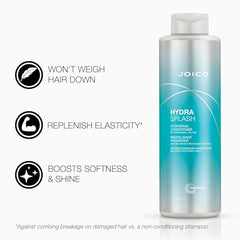 Joico HydraSplash Hydrating Conditioner for Fine to Medium Hair, Moisturizing Dry Damaged Hair with Keratin & Coconut Oil, 1L