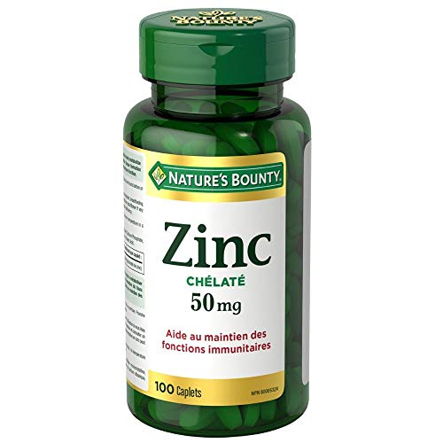 Nature's Bounty Zinc Supplement, Helps Maintain Immune Function, 50mg, 100 caplets, Multi-colored