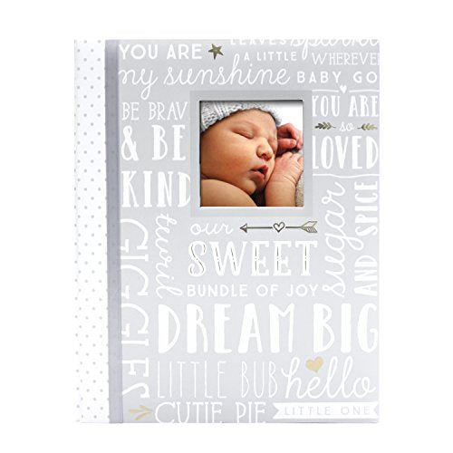 Lil Peach First 5 Years Dream Big Baby Memory Book, Guided Baby Milestone Journal, Detailed Keepsake Babybook for New or Expecting Moms, Fill In Baby Book, Gray