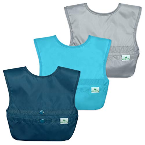green sprouts Unisex Baby Pull-over Bib, Blue & Aqua Dinosaurs, Small