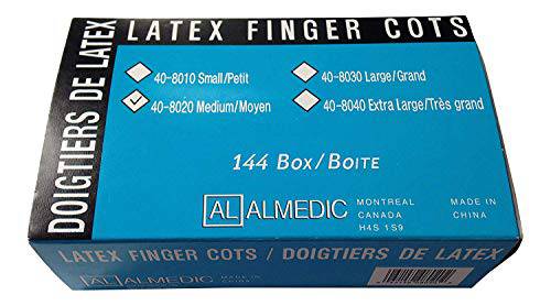 Almedic Latex Finger Cots, Medium, 144 Count (Pack of 1)