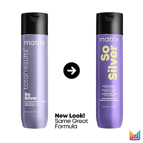 Matrix So Silver Purple Shampoo, Neutralizes Yellow Tones, Neutralizes Brassy Tones, Tones Blonde and Silver Hair, For Blonde, For Silver Hair, For Grey Hair, 1000ml (Packaging May Vary)