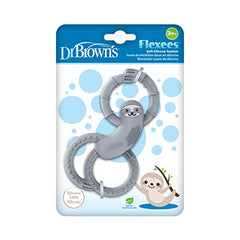 Dr. Brown's Flexees Sloth Teether for Infant & Baby, Gray, 100% Silicone, BPA Free, 3m+