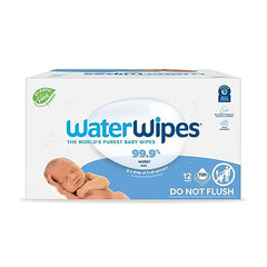 WaterWipes Plastic-Free Original Baby Wipes, 99.9% Water Based Wipes, Unscented & Hypoallergenic for Sensitive Skin, 720 Count (12 packs), Packaging May Vary