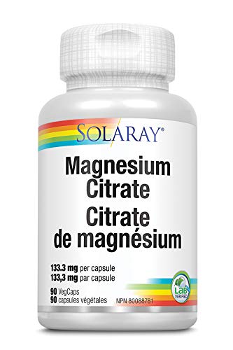 Solaray Magnesium Citrate 133mg | Nutritive Support for Healthy Heart, Muscle, Nerve & Circulatory Function | 90 VegCaps
