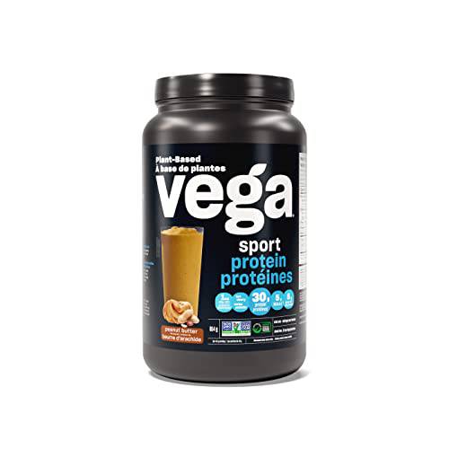 Vega Sport Protein Vegan Protein Powder, Peanut Butter (19 Servings) BCAAs, Amino Acid, Keto Friendly, Tart Cherry, Gluten Free, Non GMO Pea Protein for Women and Men 814g (Packaging May Vary)