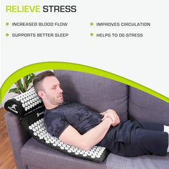 ProSource Acupressure Mat and Pillow Set for Back/Neck Pain Relief and Muscle Relaxation, Blue