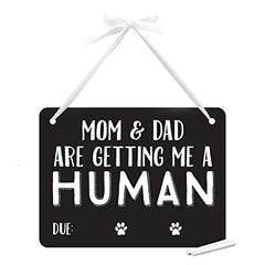 Pearhead Pet's Baby Announcement Chalkboard Photo Prop Sign, Mom & Dad are Getting Me A Human, Chalkboard Pregnancy Announcement Sign, Dog Or Cat Announcement Board