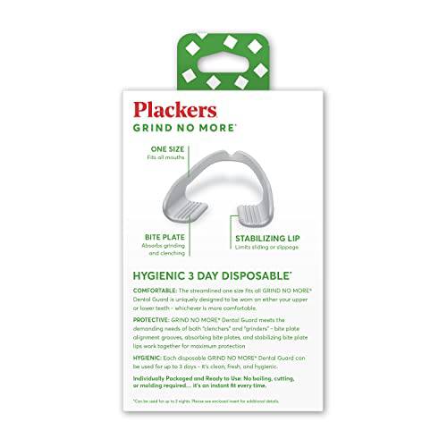 Plackers Grind No More Night Guard, Nighttime Protection for Teeth, BPA Free, Sleep Well, Ready to Wear, Disposable, One Size Fits All, 16 Count