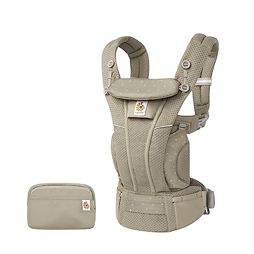 Ergobaby Omni Breeze All Carry Positions Breathable Mesh Baby Carrier Newborn to Toddler with Enhanced Lumbar Support & Airflow (7-45 Lb), Soft Olive Diamond