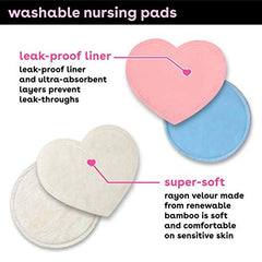 Bamboobies Nursing Pads for Breastfeeding, Reusable Breast Pads, Perfect Baby Shower Gifts, 2 Overnight Pairs