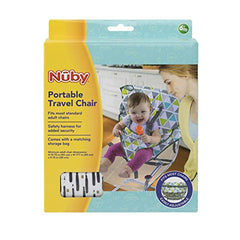 Nuby On The Go Toddler Portable Travel Chair with 5 Point Safety Adjustable Straps, Folds into a Storage Bag, 6M+