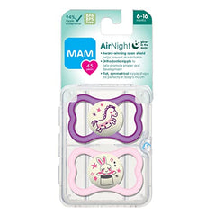 Air Night Pacifiers (2 pack), 6+ Months, Girl