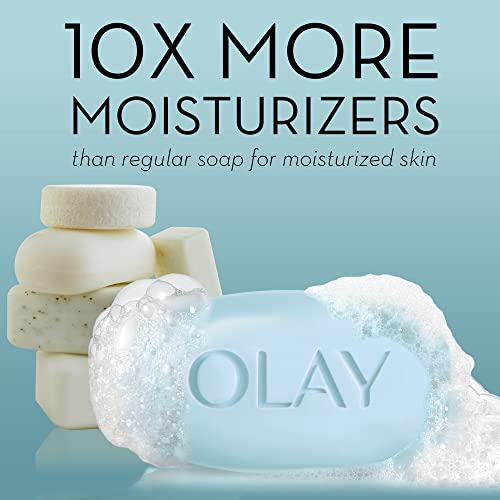 Olay Fresh Outlast Notes Of Purifying Birch Water & Lavender Beauty Bar, 113 g, 8 count, Blue and White