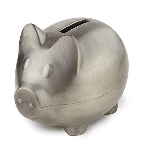 Elegance 80035 Piggy Bank Pewter Finish Plain Silver, Multi Color