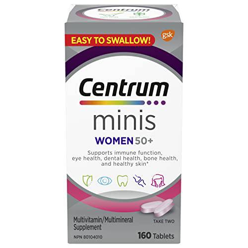 Centrum Women 50 Plus Multivitamins/Minerals Supplement for Women 50+, 160 Mini Tablets