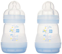 MAM Easy Start Anti-Colic Bottle 5oz (2 count), MAM Baby Bottle with Slow Flow Nipple, Breastfed Baby Feeding Essentials, Boy