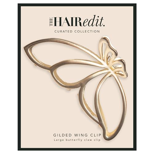 The Hair Edit Gilded Wing Clip - Large Soft Gold Metal Butterfly Claw Clip