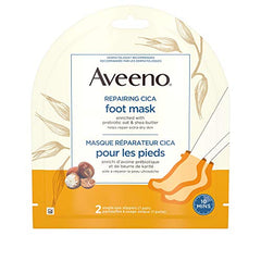 Aveeno Repairing CICA Foot Mask with Prebiotic Oat and Shea Butter, Dry Skin Moisturizer, 2 Single Use Slippers (1 pair)