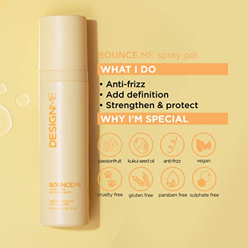 DESIGNME BOUNCE.ME Curl Enhancing Spray Gel | Frizz Control Styling Product | For Defining and Setting of Wavy Hair | Vegan Formula Provides Hold and Moisture, 230mL