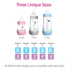 MAM Easy Start Anti-Colic Bottle 9oz (2 count), MAM Baby Bottle with Medium Flow Nipple, Breastfed Baby Feeding Essentials, Boy ( Packaging May Vary )
