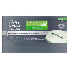 Dove Men+Care Extra Fresh Hand & Body, Face & Shave Bar Soap for refreshed skin with ¼ moisturizing cream 106 g pack of 6