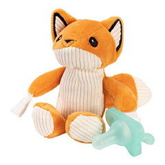 Dr. Brown's Baby Lovey Pacifier & Teether Holder, Fox with Teal HappyPaci, 100% Silicone, 0-6m