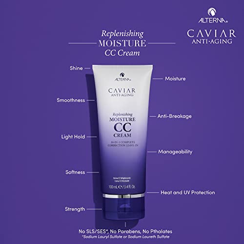 Alterna Caviar Replenishing Moisture CC Cream 100 mL | Leave-In Hair Treatment & Styling Cream | 10-in-1 Complete Correction | Paraben & Sulfate Free