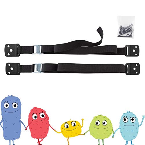 Toddleroo by North States Furniture & TV Straps | Heavy-duty multi-functional straps that help prevent furniture tipping | Baby proofing with confidence (2-Pack, Black)