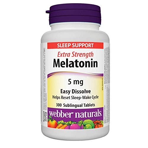 Webber Naturals Extra Strength Melatonin 5mg Easy Dissolve 300 Sublingual Tablets