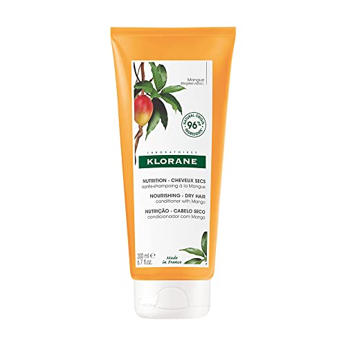 Klorane - Nourishing Conditioner with Mango - Nourishing - Dry hair, Moisturize and Hydrate, 0% Paraben, Silicone and Sulfate, Biodegradable, Vegan, Dermatologist tested - 200ml, Orange