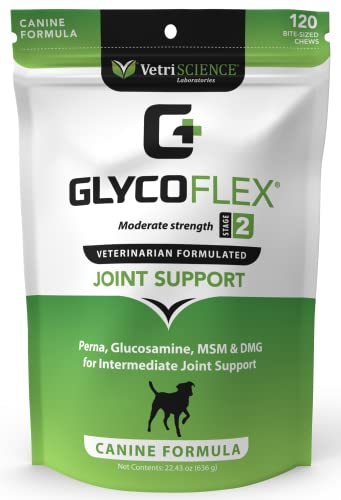 VetriScience Laboratories GlycoFlex 2, Hip and Joint Supplement for Dogs, Bite Sized Chews, 120 CT