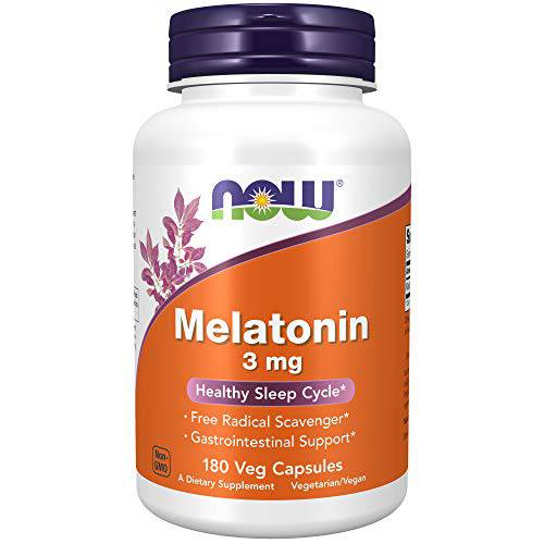 NOW Supplements Melatonin 3mg Capsules, 180 Count