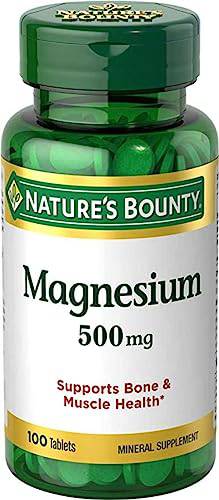 Nature's Bounty Magnesium Oxide 500mg Pills, Helps Maintain Proper Muscle Function, 100 Tablets