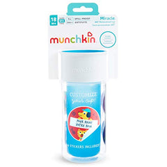 Munchkin Miracle 360 Insulated Sippy Cup, Includes Stickers to Customize Cup, 9 Ounce, Blue