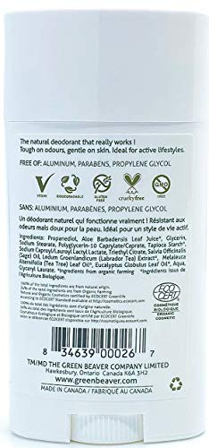 Green Beaver All Natural Body Deodorant, Paraben & Aluminum-Free, Vegan, For Normal & Sensitive Skin, Tea Tree, 1-pack