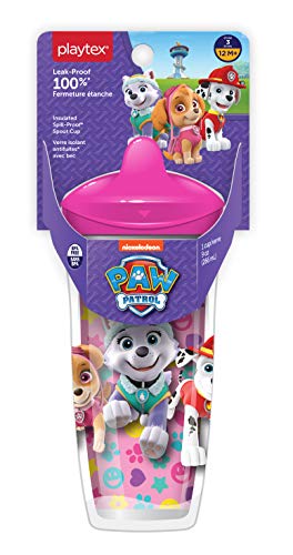 Playtex Sipsters Stage 3 Paw Patrol Spill-Proof, Leak-Proof, Break-Proof Insulated Spout Cup for Girls (12+ Months), 9 Ounce - 1 Count