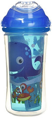 Nuby 531018SS Clik-It Insulated Sea Plus Safari No-Spill Cool Sipper for 18 Month Plus Children(2 Pack), 9 oz(270ml), Blue, Yellow