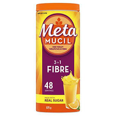 Metamucil, Daily Psyllium Husk Powder Supplement, Made with Real Sugar, 3-in-1 Fiber for Digestive Health, Orange Smooth Flavored Drink, 48 Servings