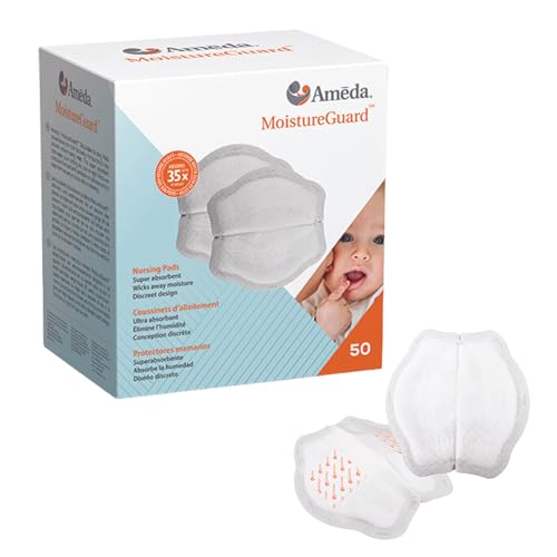 Ameda MoistureGuard Disposable Nursing Pads, 50 pack | Ultra-Thin, Fits in your Bra to Prevent Embarrassing Leaks