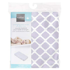 Kushies Baby Contour Change Pad Cover Ultra Soft 100% Cotton Flannel, Made in Canada, Lilac Lattice