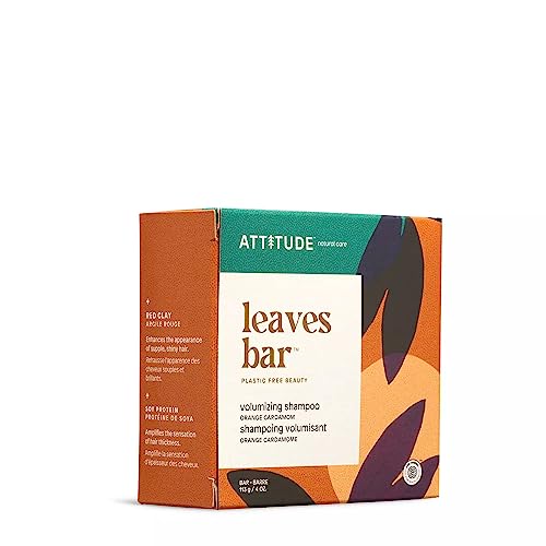 ATTITUDE Hair Shampoo Bar, EWG Verified and Plastic-free Beauty Care, Vegan and Cruelty-free, Volumizing, Orange Cardamom, 113 g