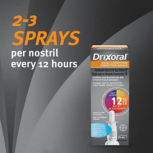 Drixoral Nasal Congestion Spray, Soothes and Moisturizes Dry and Irritated Nasal Passages, 25ml