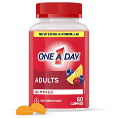One A Day Adult Multivitamin Gummies - Daily Gummy Multivitamins For Men And Women With Vitamins A, B6, B12, C, D, E, Biotin and Zinc, Supports Immunity And Bone Health, Hair And Nails, 60 Gummies